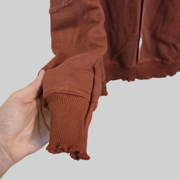 Womens long sleeve Burgundy Sweater small exposed seam unfinished look - Picture 3 of 6